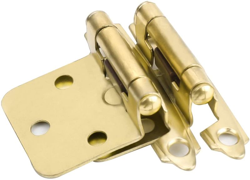 Photo 1 of 20 Pairs (40 Units) goldenwarm Overlay Cabinet Hinges Brushed Brass Flush Mount Cabinet Hinges - SCH30BB Gold Decorative Hinges for Cabinets Bathroom and Cupboard

