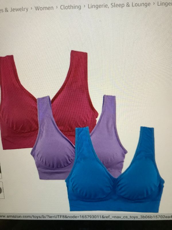 Photo 1 of Cabales Women's 3 Pack Seamless Comfortable Sports Bra with Removable Pads
size 4XL