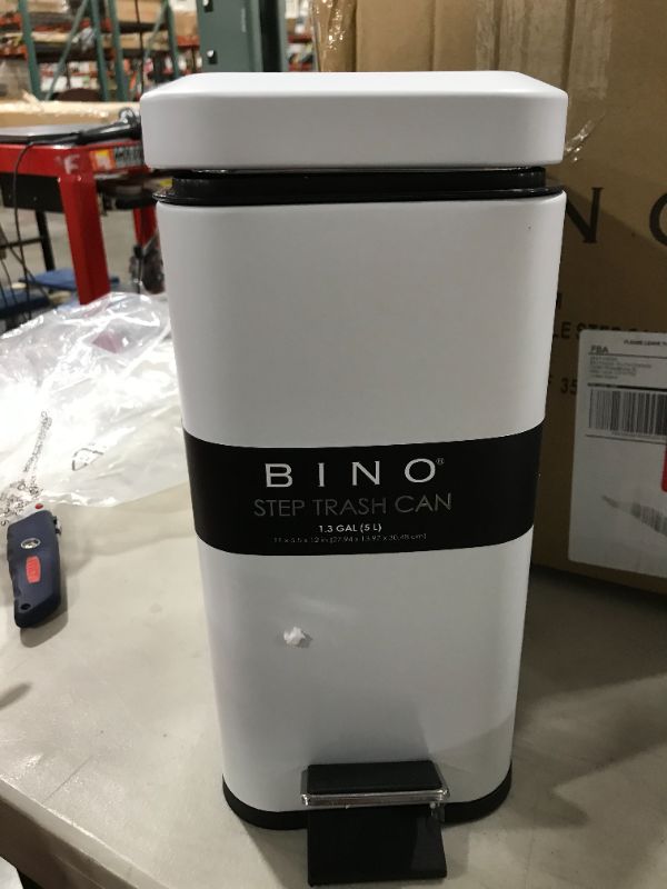 Photo 2 of BINO Stainless Steel 1.3 Gallon / 5 Liter Rectangle Step Trash Can, Matte White
