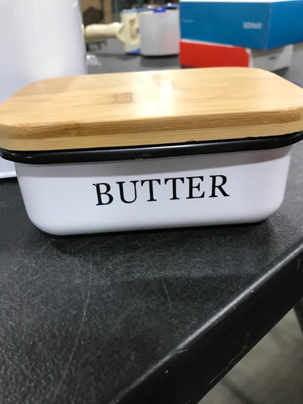 Photo 4 of Bread Box For Kitchen Countertop With Bamboo Cutting Board Lid & Butter Dish 2 Piece Set -Bread Metal Storage Containers Food Bin W/Lid,Vintage Decor, Farmhouse, Kitchen Counter Keeper
