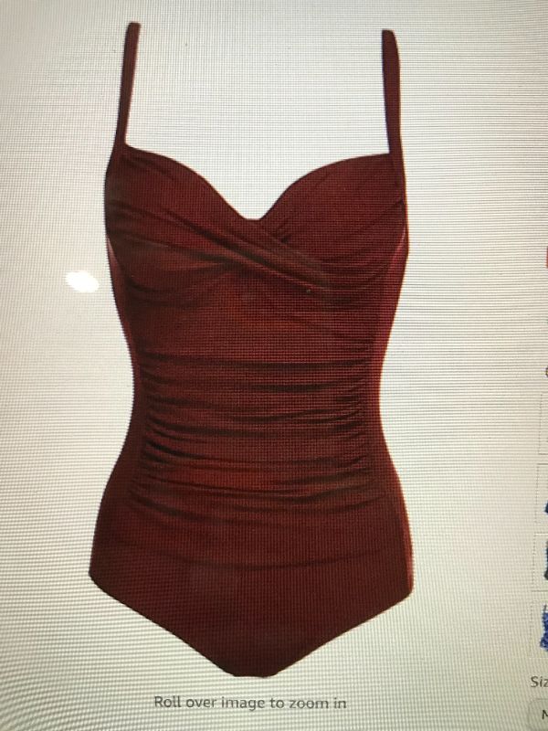 Photo 1 of Ekouaer Womens One Piece Swimsuit Elegant Inspired Vintage Pin up Monokinis Tummy Control Swimwear Shirred Bathing Suits
size L