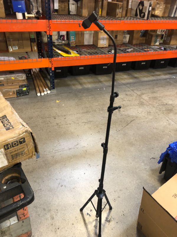 Photo 5 of Microphone Stand Portable Mic Stand with Phone Holder, Detachable Gooseneck Mic Tripod - Adjusted Height From 3 to 6 Feet - with 2 Standard Mic Clips
