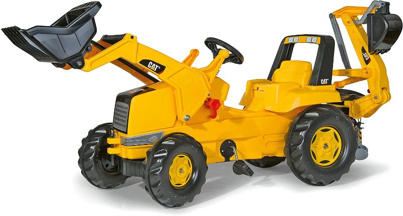 Photo 1 of rolly toys CAT Construction Pedal Tractor: Backhoe Loader (Front Loader and Excavator/Digger), Youth Ages 3+ , Yellow
