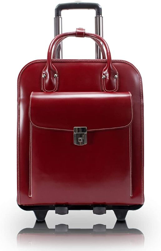 Photo 1 of Mcklein Usa - La Grange Leather Vertical Detachable Wheeled Ladies Briefcase By - Red