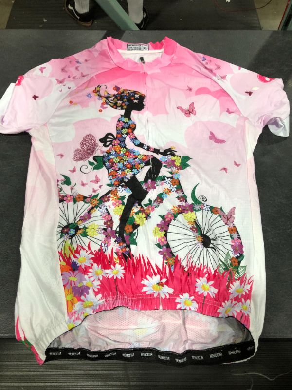 Photo 2 of 21Grams Women's Short Sleeve Cycling Jersey Summer Elastane Polyester Red Rainbow Butterfly Bike Jersey 