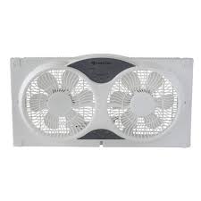 Photo 1 of 9 in. 3-Speed Expandable Reversible Twin Window Fan with Remote Control and Removable Cover and Bug Screen