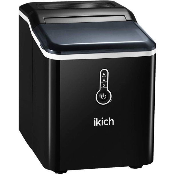 Photo 1 of IKICH Ice Maker Countertop, 26lbs 24Hrs, 9 Cubes Ready in 7mins, Portable Electric Maker with LED Indicator Lights, Ice Scoop and Basket for Home Office Bar Party, Black