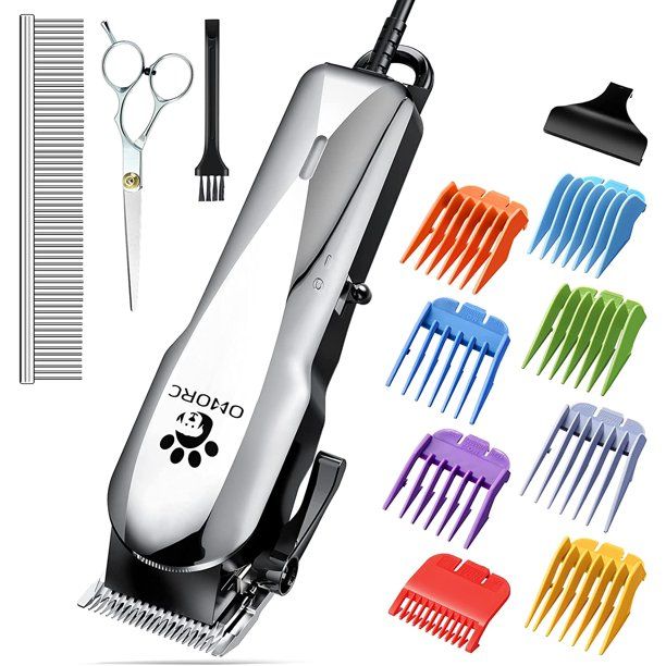 Photo 1 of OMORC Dog Clippers with 24V Powerful Motor, Plug-in & Quiet Professional Dog Grooming Kit, Dog Hair Trimmer with 8 Comb Guides, Pet Grooming Clippers for Thick Coats Dogs Cats Horse & Others