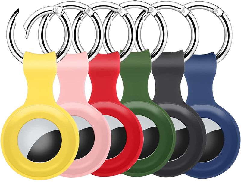 Photo 1 of 6 Pack Protective Case for Apple AirTag Silicone Keychain Compatible with Air Tag Holder with Key Ring