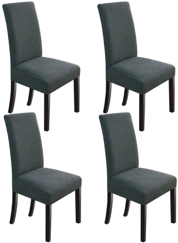 Photo 1 of Dining Chair Covers Stretch Chair Covers Parsons Chair Slipcover Chair Covers for Dining Room Set of 4,Dark Grey