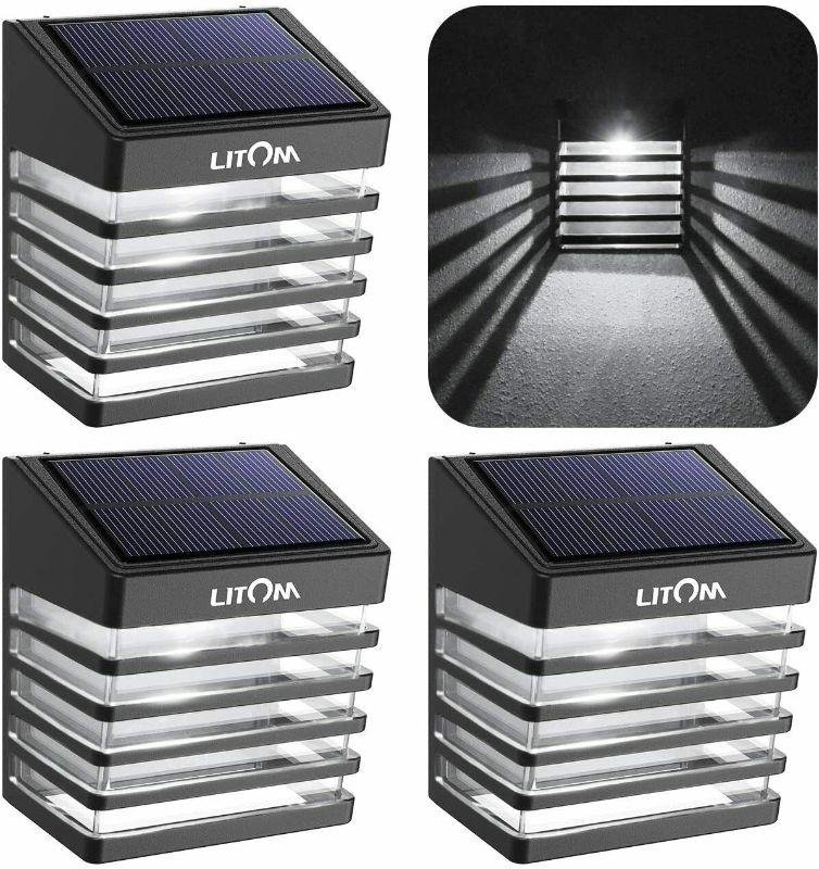 Photo 1 of 8PC LITOM Solar Garden Lights Waterproof Fence Light for Patio Fence Yard Garden
