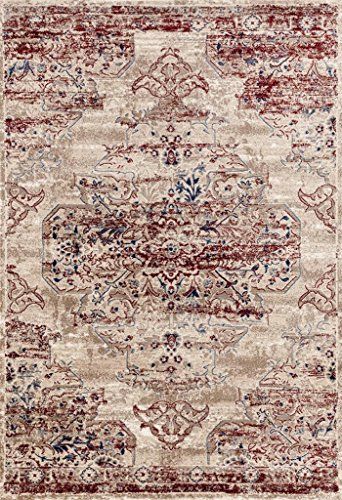 Photo 1 of 8132 Distressed Cream Burgundy 9 x 12 Area Rug Carpet Large New