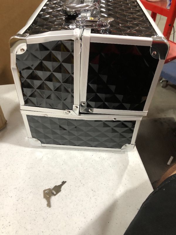 Photo 1 of Mefeir Makeup Train Case 12.6"L w/Adjustable Dividers, 4 Trays and 2 Locks ,Professional Travel Beauty Cosmetic Trolley Box,Ideal For Xmas New Year Valentine's Mother's Day Gift (Black)