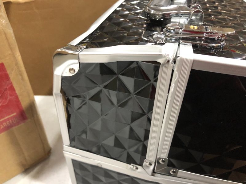 Photo 1 of Mefeir Makeup Train Case 12.6"L w/Adjustable Dividers, 4 Trays and 2 Locks ,Professional Travel Beauty Cosmetic Trolley Box,Ideal For Xmas New Year Valentine's Mother's Day Gift (Black)