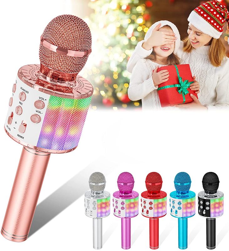 Photo 1 of 2pk Verkstar Karaoke Bluetooth Microphone,Upgrade Wireless Handheld Karaoke Mic for Kids Adults Portable Singing Speaker Machine with Colorful LED Lights for Christmas Birthday Gifts