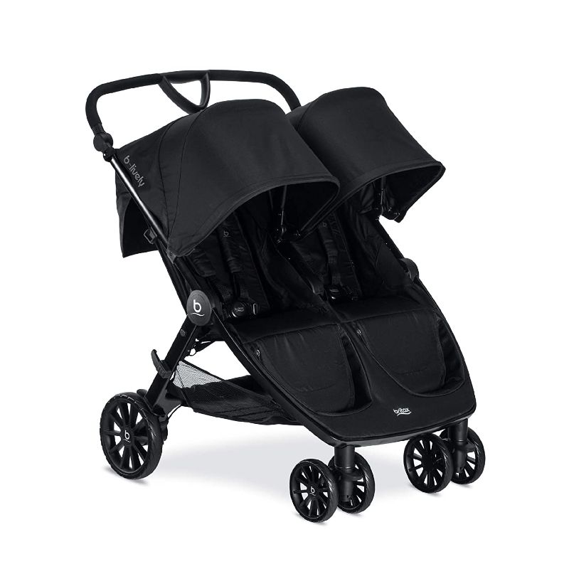 Photo 1 of Britax B-Lively Double Stroller, Raven - Quick Self Standing Fold, Adjustable Handlebar, All Wheel Suspension
