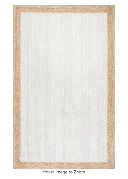 Photo 1 of Elanora Farmhouse Bordered Jute White 2.6 ft. x 8 ft. Area Rug
