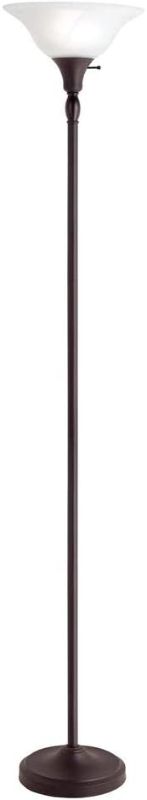 Photo 1 of Hampton Bay 20446-000 72" Bronze Torchiere Floor Lamp w/ Alabaster Glass Shade
