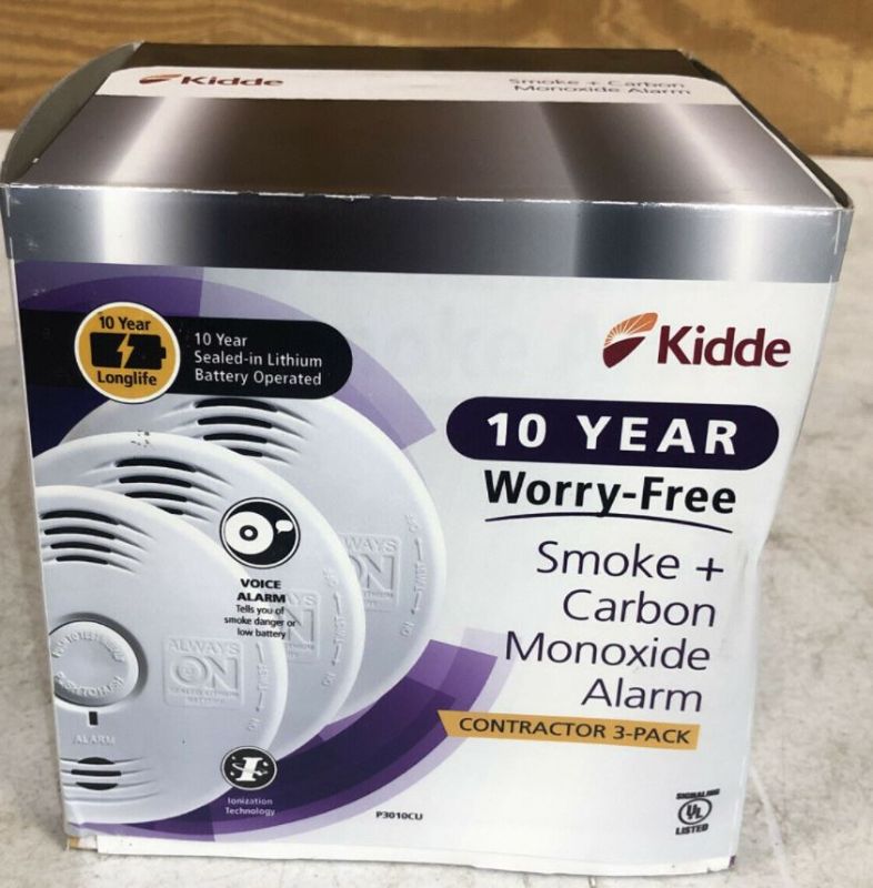 Photo 1 of Kidde Smoke + Carbon Monoxide Detector Voice Alarm 10-Year Battery 3 Pack *NEW*
