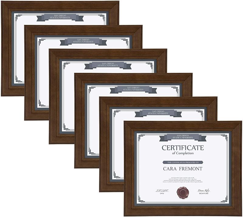 Photo 1 of DesignOvation Kieva Solid Wood Document Frames, Espresso Brown 8.5x11, Pack of 6
