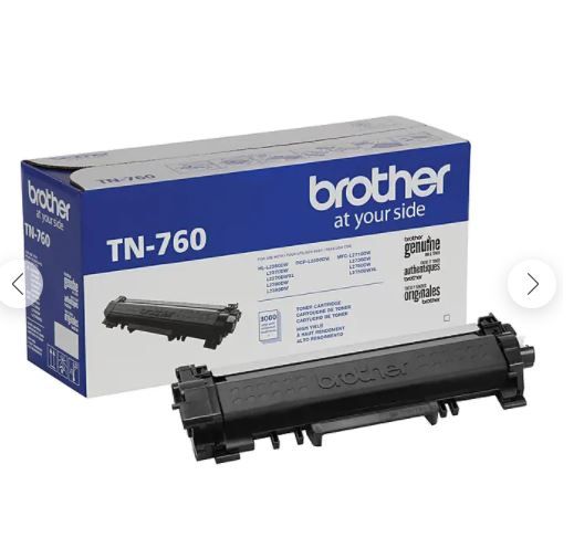 Photo 1 of Brother TN-760 Black Toner Cartridge, High Yield
