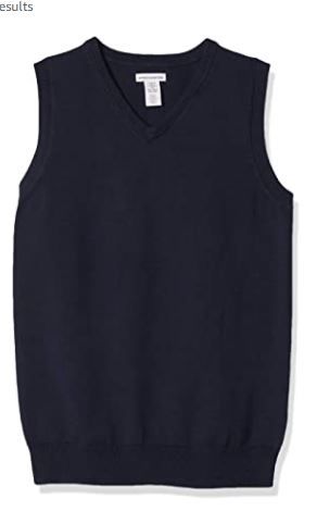 Photo 1 of Amazon Essentials Boys' Uniform Cotton V-Neck Sweater Vest XS (4-5)
