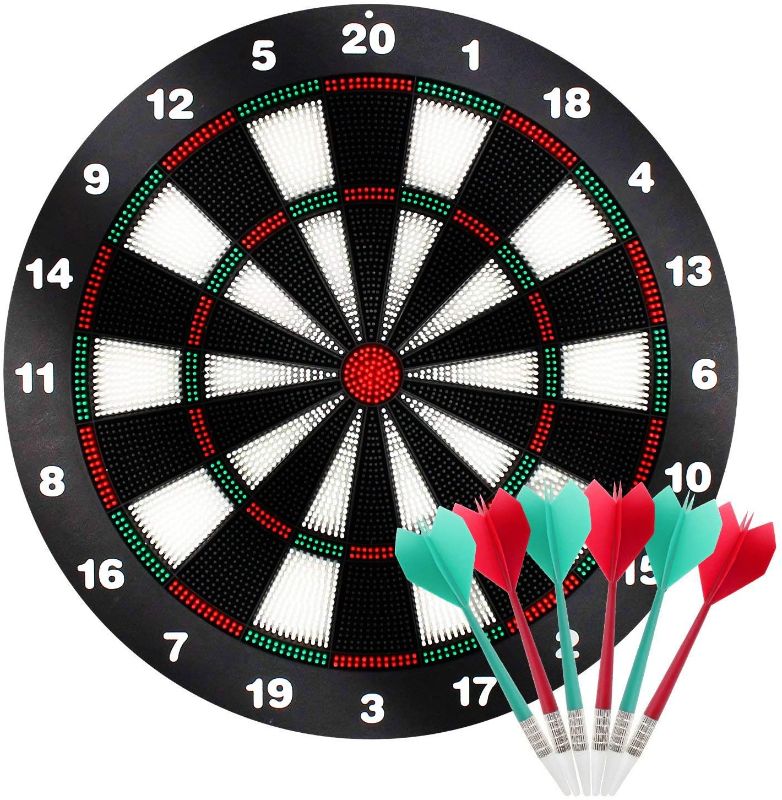 Photo 1 of Kyerivs Safety Dart Board Set with Soft Tip Darts for Kid Board Games and Leisure Sport for Office 16.5 Inch
