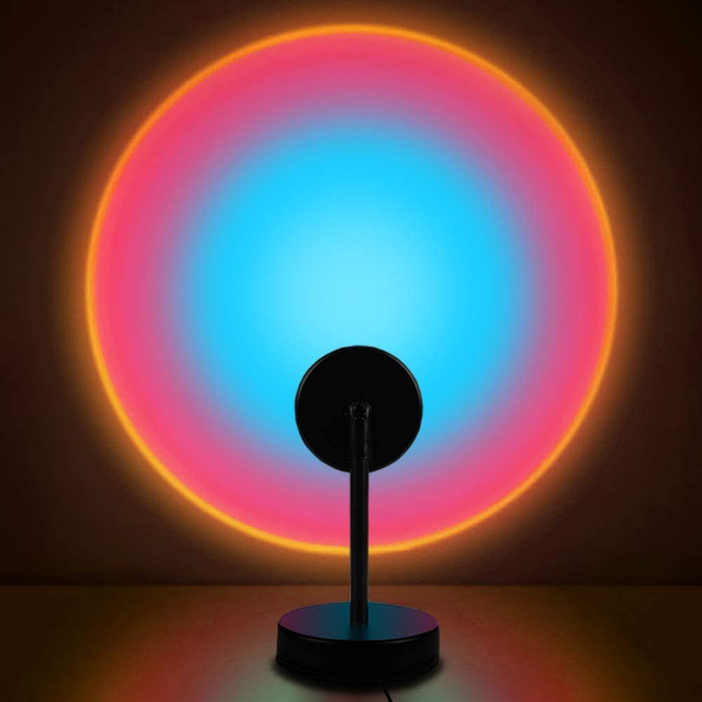 Photo 1 of Sunset Lamp, Projector Rainbow Light 10W LED Projection Night Light 180 Degree Rotation Romantic Rainbow Light USB Charging for Photography Party Home Living Room Bedroom Decor, Rainbow