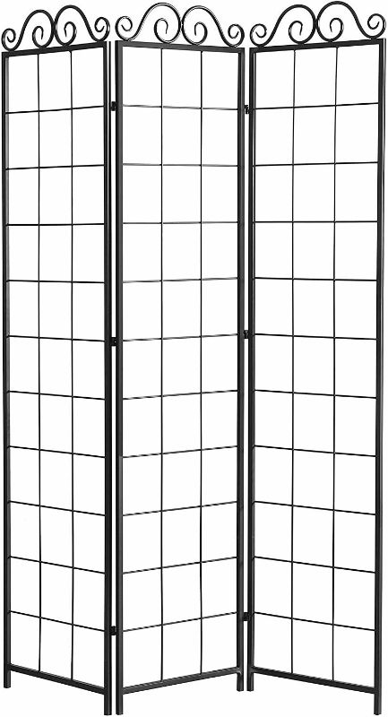 Photo 1 of 3 Panel Black Metal Wire Trellis Divider Screen