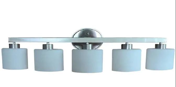 Photo 1 of allen + roth Merington 5-Light Nickel Transitional Vanity Light Bar