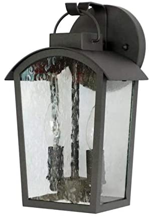 Photo 1 of allen + roth Welton 12.38-in H Satin Black Candelabra Base (E-12) Outdoor Wall Light