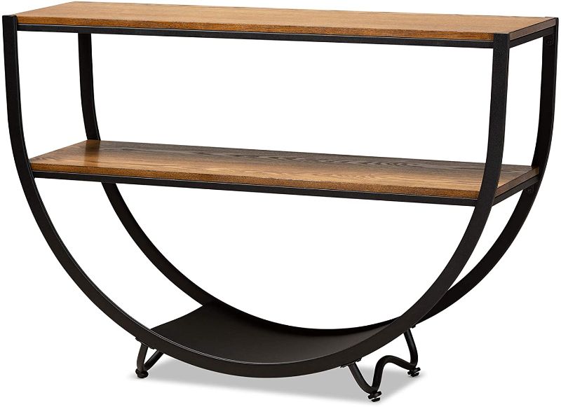 Photo 1 of Baxton Studio Blakes Rustic Industrial Style Antique Textured Metal Distressed Wood Console Table, Black