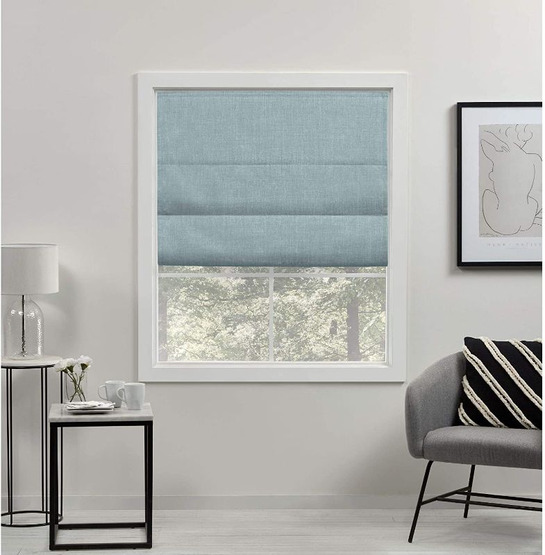 Photo 1 of Exclusive Home Curtains Acadia Total Blackout Roman Shade, 34x64, Aqua