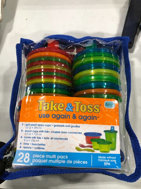 Photo 1 of The First Years Take & Toss Bowl, Sippy Cup and Silverware Set Variety Pack, 28 Pieces
