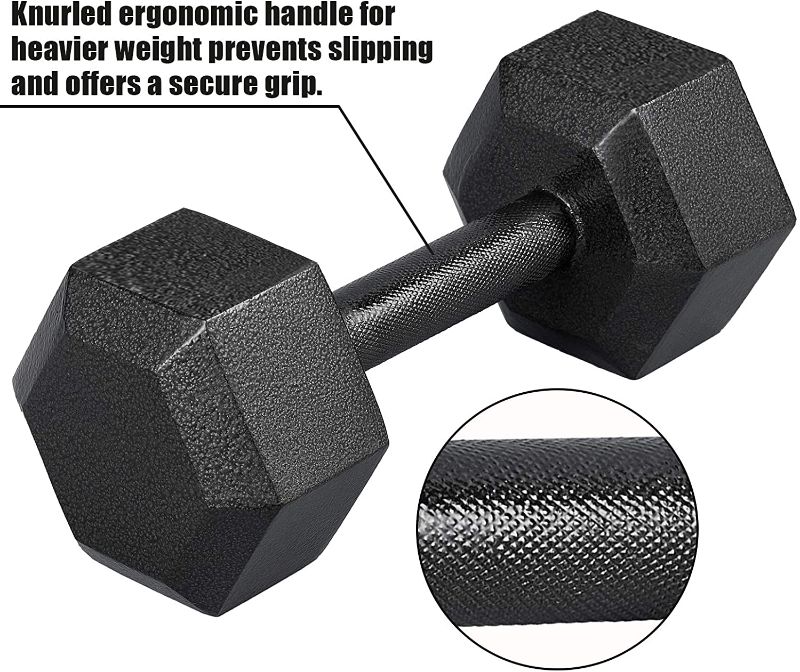 Photo 1 of Cast Iron Dumbbells, Free Weights Hex Dumbbells with Hammer Coating 25LB