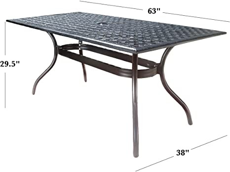 Photo 1 of Christopher Knight Home Taylor Black Sand Cast Aluminum Rectangle Table
