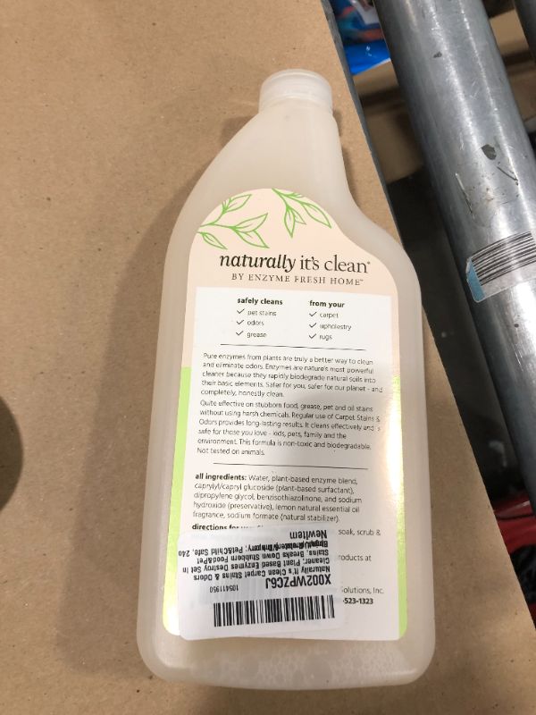Photo 1 of 'Naturally It's Clean' Carpet Stains & Odors Cleaner; Plant Based Enzyme Safely Cleans Pet/Food Stains, Grease & Ink from Carpets, Rugs, Upholstery & Drapery, 24oz Spray BOTTLE ONLY NO SPRAY NOZZLE
