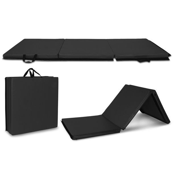 Photo 1 of "138.5x60x3"cm Tri-fold Gymnastics Yoga Mat, Black
