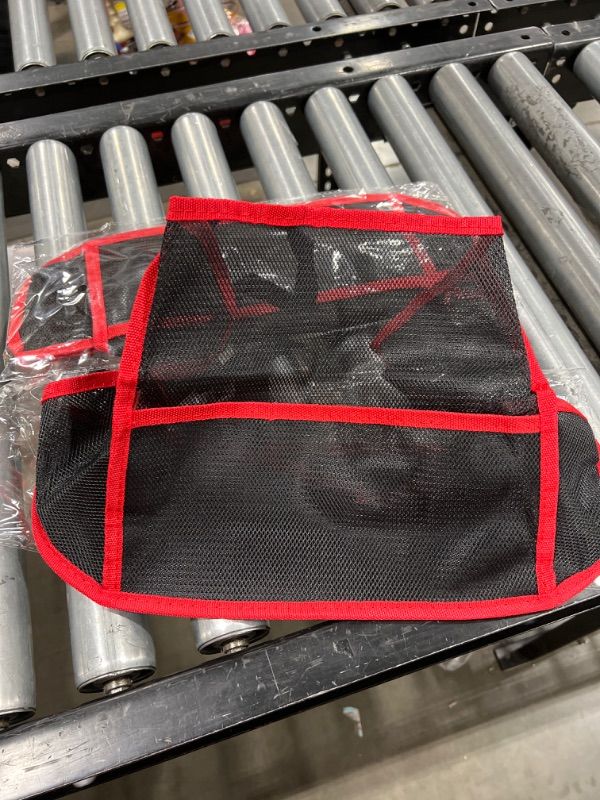 Photo 1 of 2pk| MOETYANG Car Net Pocket Handbag Holder, Net Car Purse Holder Between Seats, Mesh Large Capacity Pocket Bag for Purse Storage Phone Documents, Seat Back Rear Seat Organizer Fits Most Cars, Red

