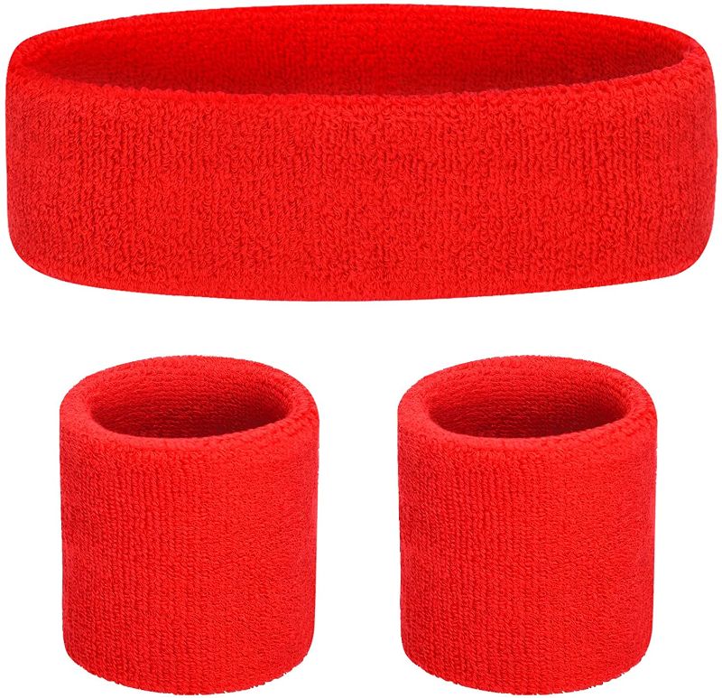 Photo 1 of 4pk| FavoFit Sweatband Set (Red)