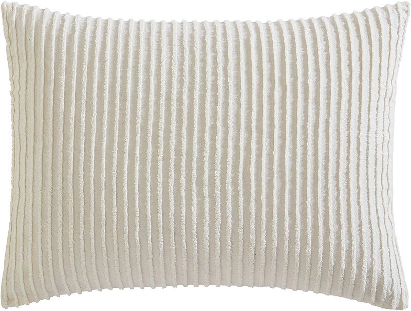 Photo 1 of 1pc Beatrice Home Fashions Channel Chenille, Standard Sham, Ivory 20x26
