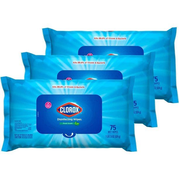 Photo 1 of Clorox Disinfecting Wipes, Bleach Free Cleaning Wipes, Fresh Scent, Moisture Seal Lid, 75 Wipes, Pack of 3 (New Packaging)
