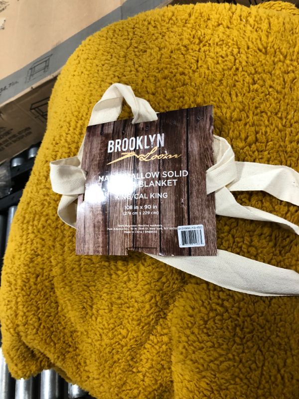 Photo 2 of Brooklyn Loom - BK3168MUKG-4500 Marshmallow Sherpa Bed Blanket, King, Mustard
