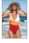 Photo 1 of Colorblock Plunging One Piece Swimsuit
size M