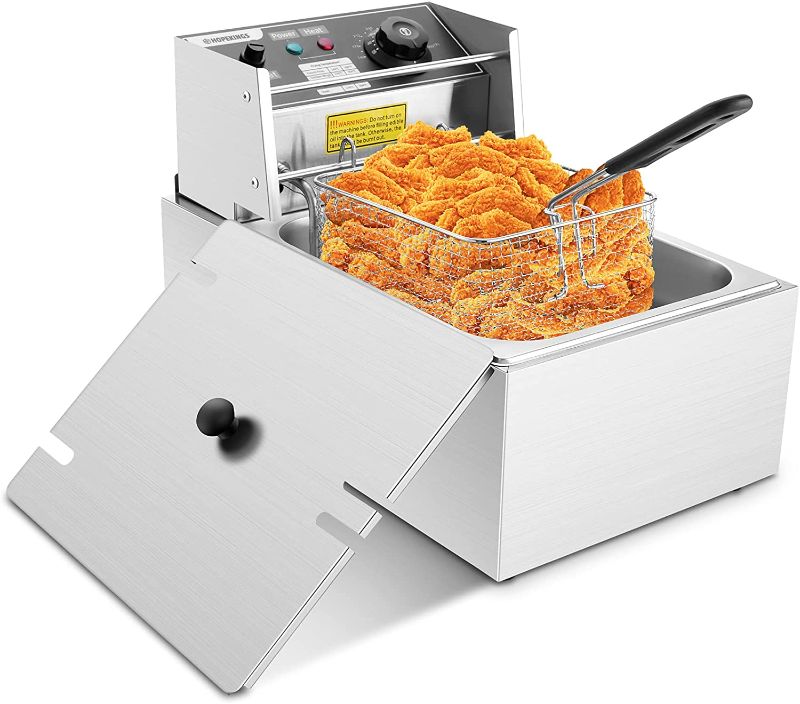 Photo 1 of Electric Deep Fryer, Commercial Countertop Deep Fryer with Basket Stainless Steel French Fry Restaurant Home Kitchen