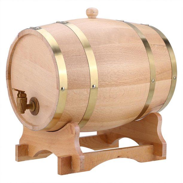 Photo 1 of 3L Wood Oak Timber Wine Barrel Whiskey Rum Port Wooden Keg With Stand