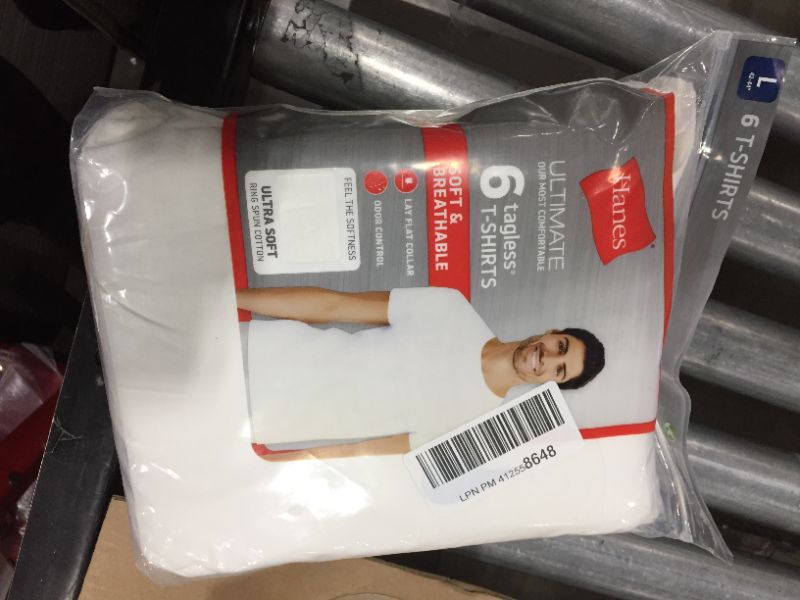 Photo 1 of Hanes Men's 6 White Tee Shirts