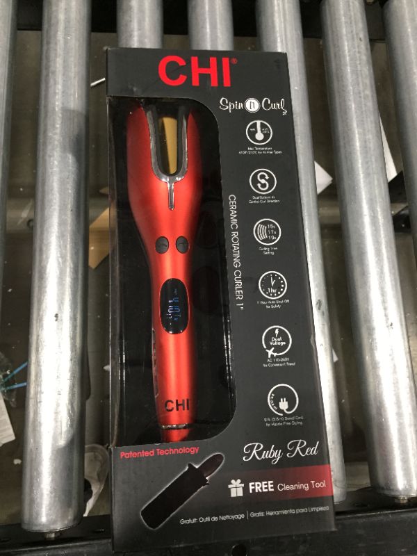 Photo 2 of CHI Spin N Curl Ceramic Rotating Curler, Ruby Red. Ideal for Shoulder-Length Hair between 6-16” inches.
