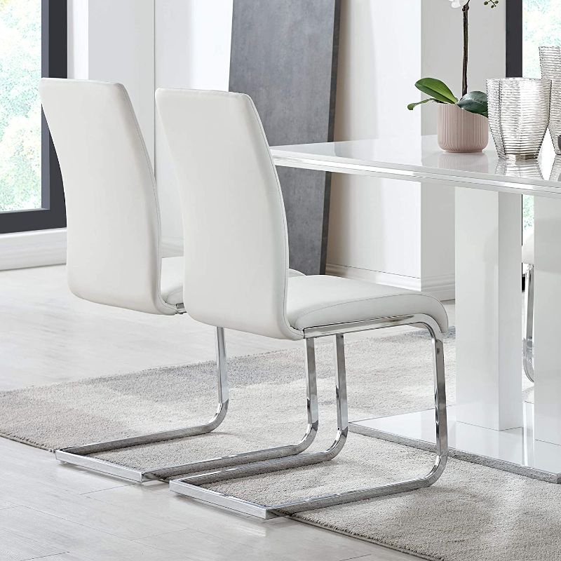 Photo 1 of ARMEN LIVING Amanda Side Upholster Chrome White Finish Kitchen & Dining Chair-Set of 2