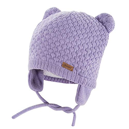 Photo 1 of Winter Beanie Hat for Baby Kids Toddler Infant Newborn, Earflap Cute Warm Fleece Lind Knit Cap for Boys Girls (Grey)
